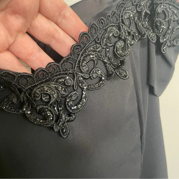 Vintage Jessica McClintock Gunne Sax Black Evening Dress Size 18 - Picture 3 of 12